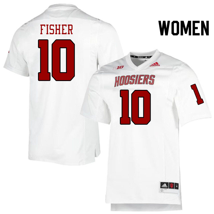 Women #10 Aiden Fisher Indiana Hoosiers College Football Jerseys Stitched-Retro White